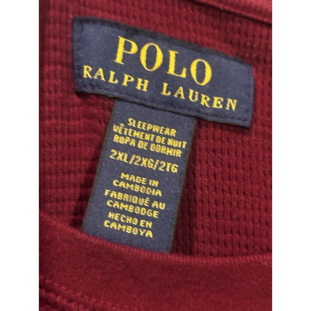 Polo Ralph Lauren Men's Shirt 2XL Sleepwear Long Sleeve Logo Pony‎ Maroon Red